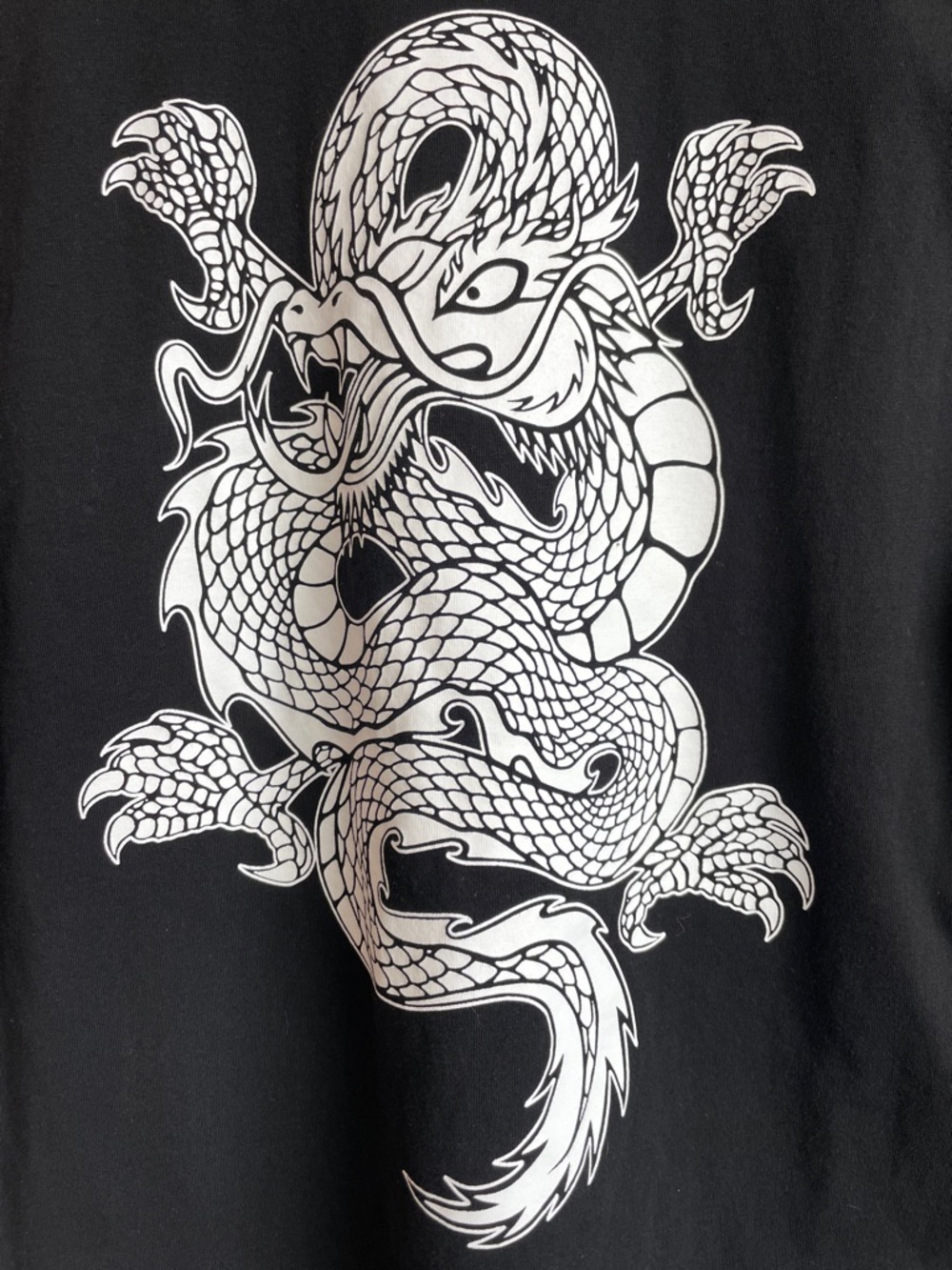 Vans Black Tee with White Dragon Logo • Small